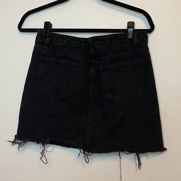 Black Denim Cut Off Mini Skirt - Picture 2 of 4